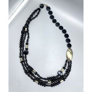 Trifari Black & Gold Multi-Strand Necklace